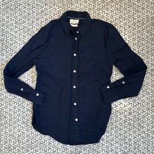 Women's J. Crew Baird McNutt Linen Button Up in Navy, Size 0